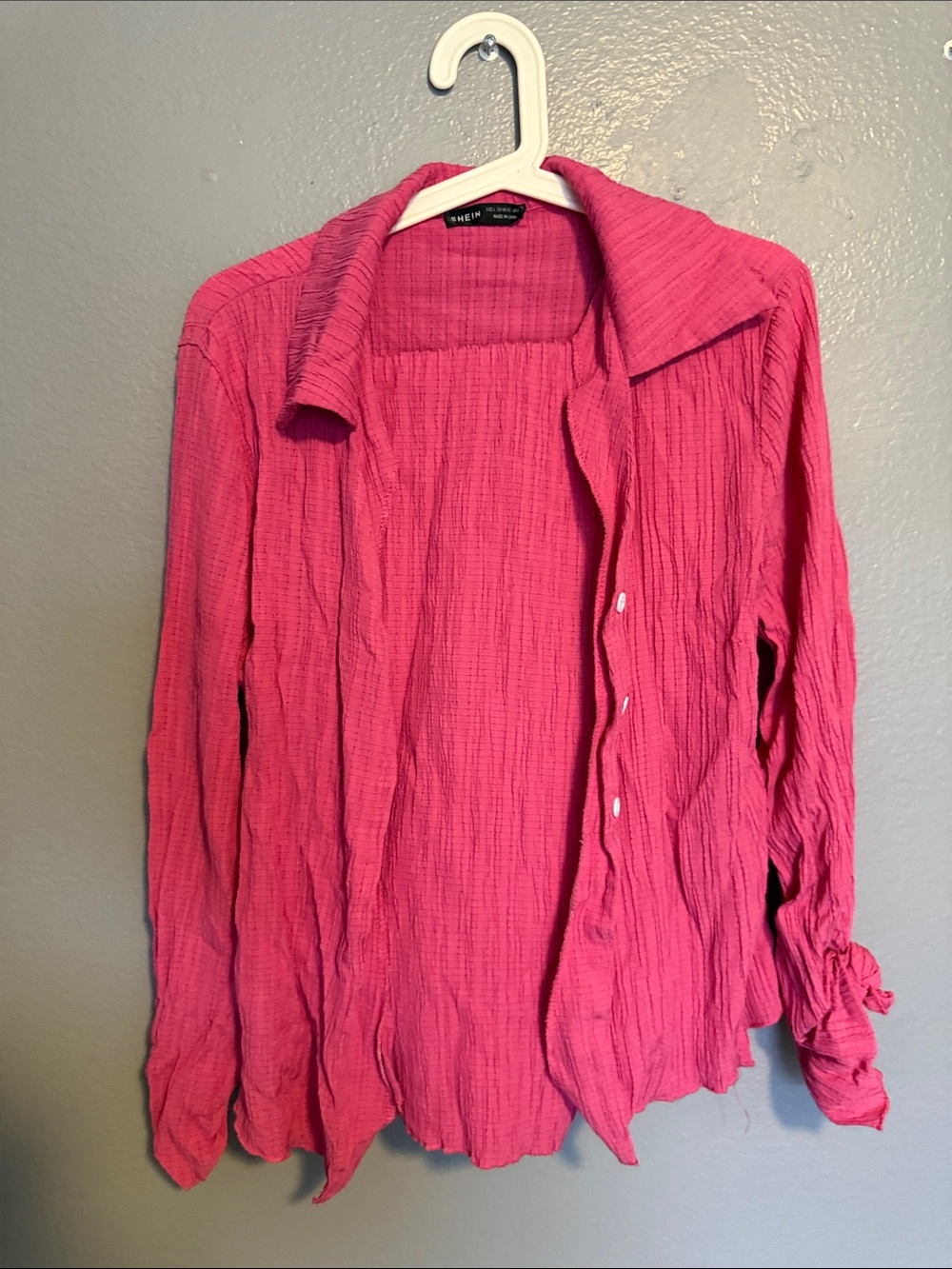 Hot Pink Crinkled Button Beach Set